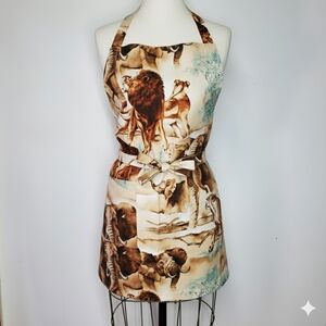 Apron Size S/M NEW Animal Print Elephant Lion Long Ties Handmade Africa Savannah